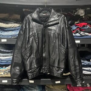 Vintage 3M Thinsulate Leather Mens Large Black Jacket Biker Motorcycle